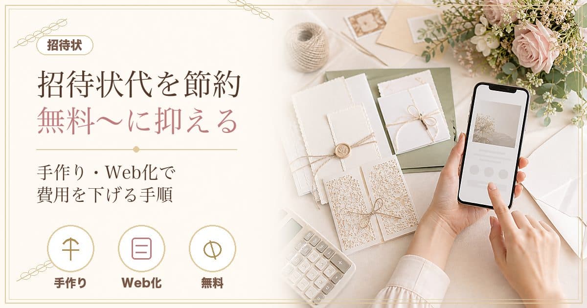 結婚式の招待状代を節約する方法|手作り・Web化で無料〜に抑える全手順【2026年版】 のヒーロー画像