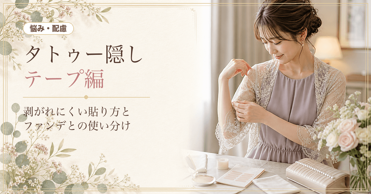 タトゥーを隠すテープ・シールの選び方|結婚式で剥がれない貼り方とファンデとの使い分け のヒーロー画像